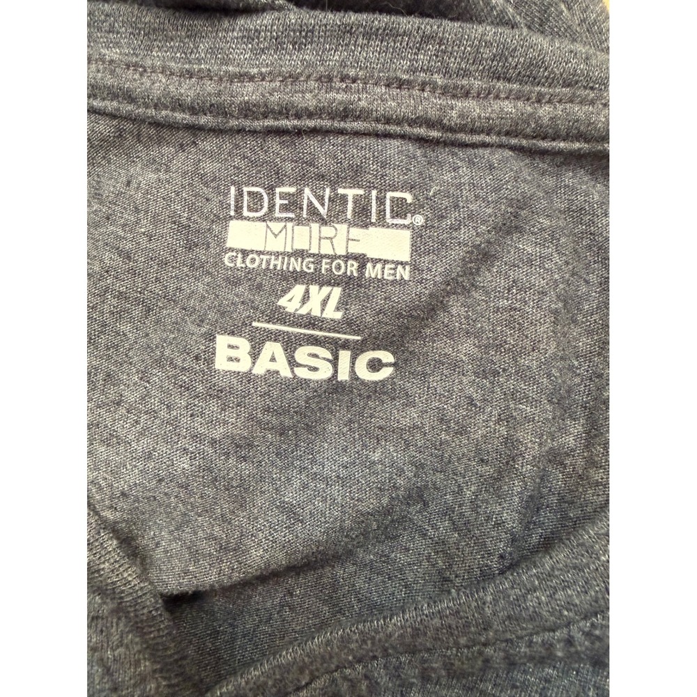 IDENTIC men's 4XL GRAY BASIC short sleeve v-neck henley t-shirt casual comfort - Picture 3 of 4
